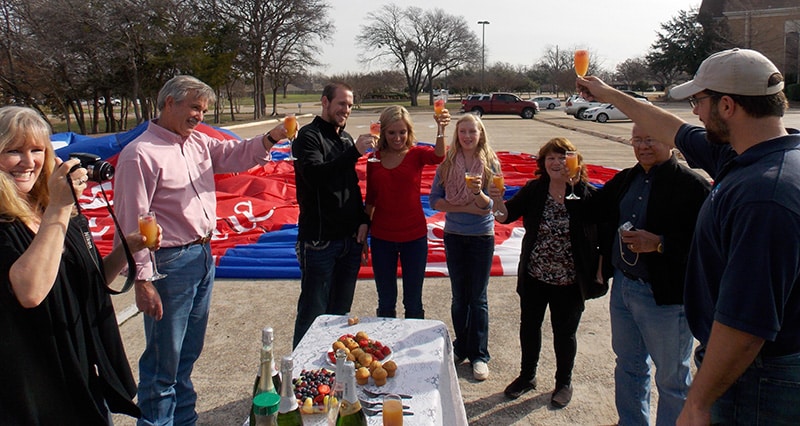 post-flight hot air balloon celebration