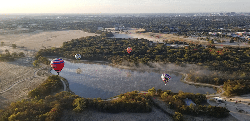 peaceful flight in a hot air balloon