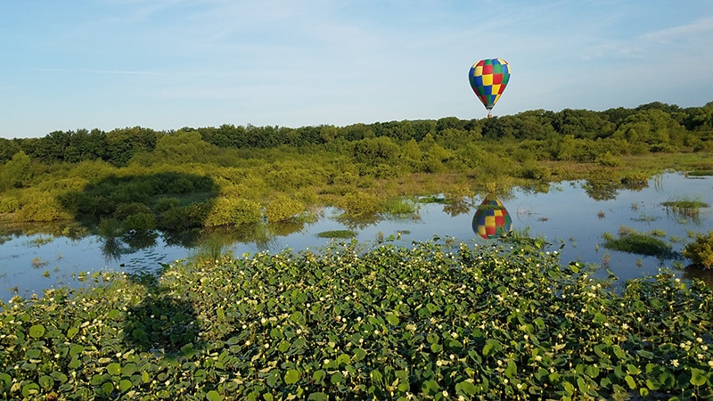 countryside balloon flight in texas