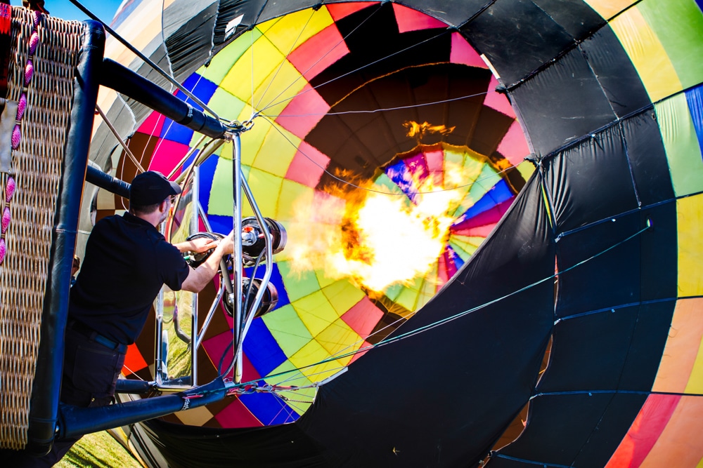 parts of a hot air balloon -burner makes the fire